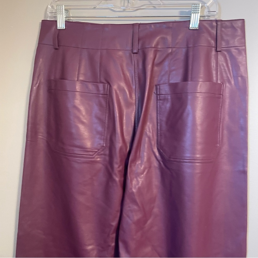 Anthropologie Maeve Collette Plum Vegan Leather Pants NWOT - Picture 4 of 7